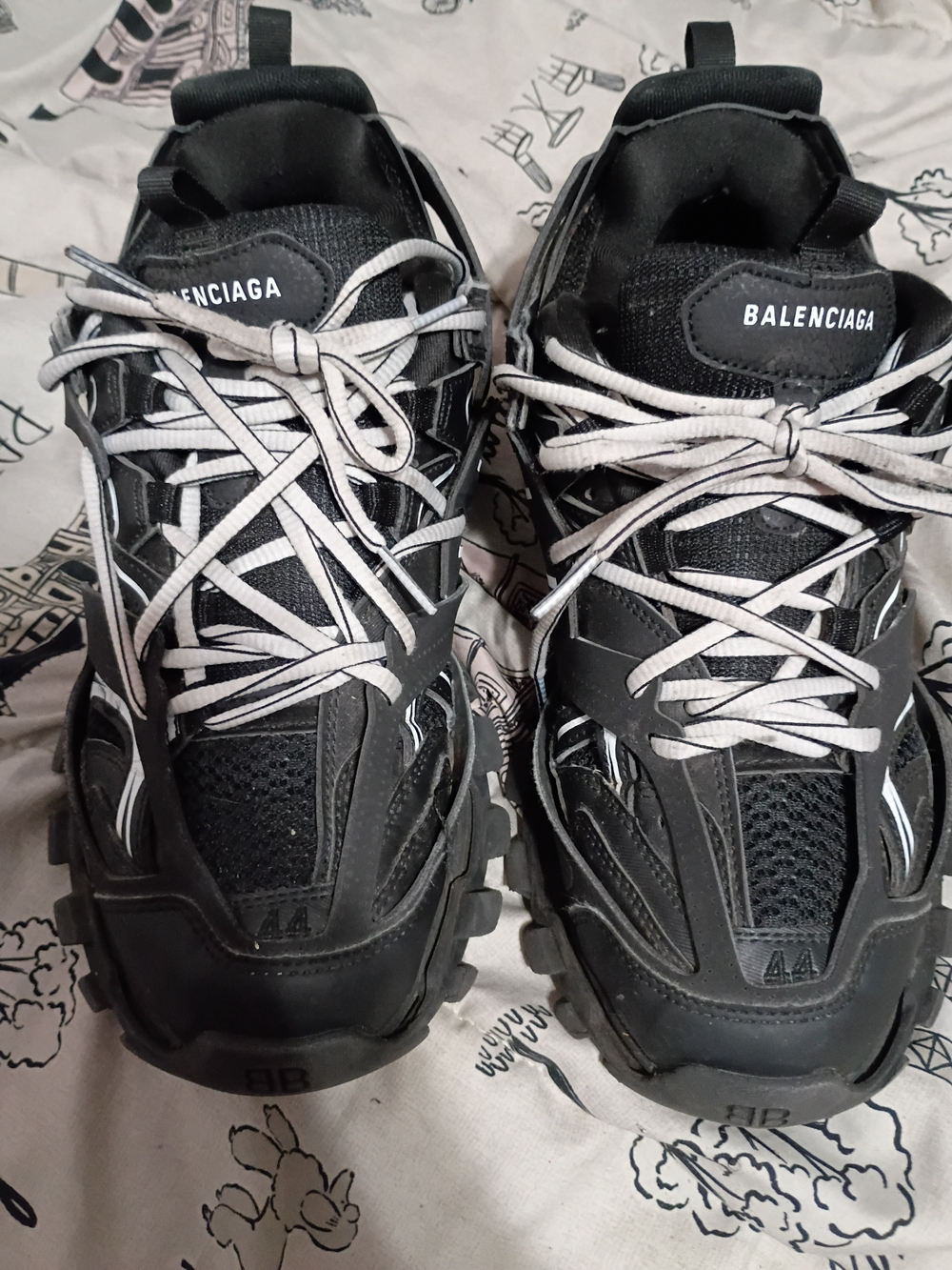 Balenciaga Men's Black Track Sneakers - Black/White